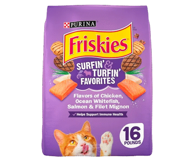 Purina Friskies Dry Cat Food for Adult Cats & Kittens, Surfin’ & Turfin